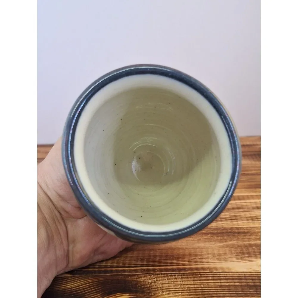 Vintage Ceramic Floral‎ Small Flower Vase Glazed Blue Red Green 4.25